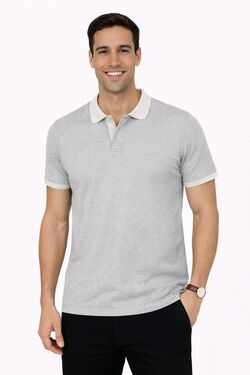 Camisa Polo Plus Size Slim Fit Six One Algodão com Elastano - Mescla