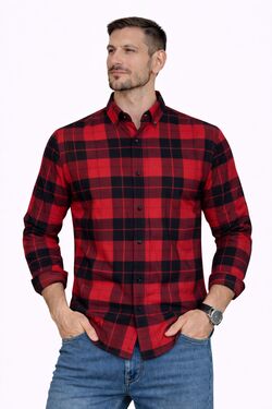 Camisa Masculina Flanela Xadrez Manga Longa Algodão Caw