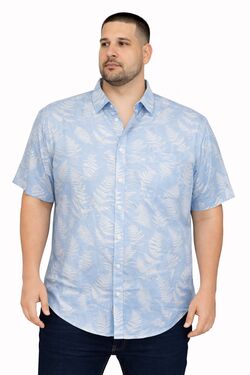 Camisa Masculina Plus Size Viscose Estampada Floral Manga Curta Caw