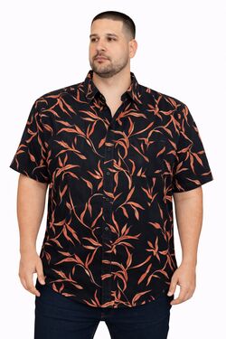 Camisa Masculina Plus Size Viscose Estampada Floral Manga Curta Caw - 53746