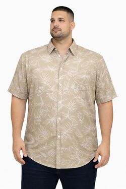 Camisa Masculina Plus Size Viscose Estampada Floral Manga Curta Caw - 53747