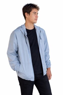 Jaqueta Corta Vento Unissex com Capuz CAW Cinza Zíper Frontal