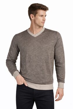 Blusa Masculina Malha Gola V Code Blue Bege Mescla