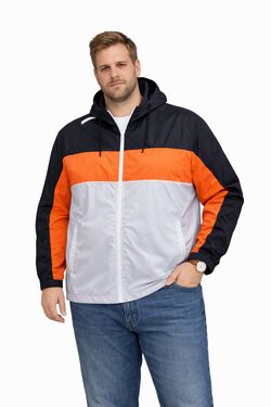 Jaqueta Corta Vento Plus Size com Capuz Nylon Leve Zíper Frontal	