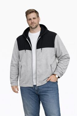 Blusão Masculino Plus Size Moletom com Capuz e Zíper Rovitex Mescla