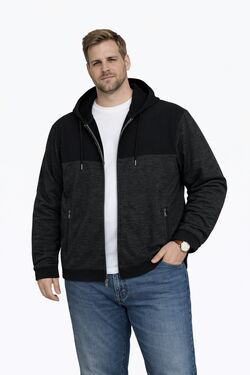 Blusão Masculino Plus Size Moletom com Capuz e Zíper Rovitex Preto