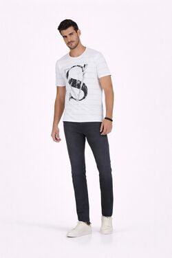 Calça Jeans Masculina Skinny Preta Six One com Elastano – Lavagem Bigode de Gato