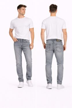 Calça Jeans Masculina Skinny Plus Size Cinza Used R Sete Até 56 - 53825