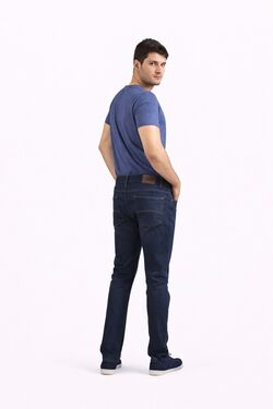 Jeans Masculino Lee Chicago Regular Fit Corte Reto Stretch Azul Escuro - 53839