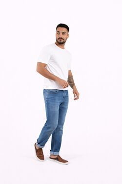 Calça Jeans Masculina Slim Fit Size Azul Claro com Elastano – Conforto 