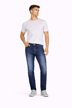 Calça Jeans Masculina Slim Fit Six One Azul com Elastano Lavagem Bigode de Gato