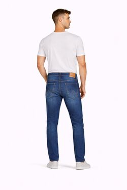 Calça Jeans Masculina Slim Wrangler Larston Azul Médio Gancho Médio Perna Ajustada - 53858