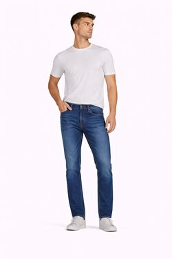 Calça Jeans Masculina Slim Wrangler Larston Azul Médio Gancho Médio Perna Ajustada