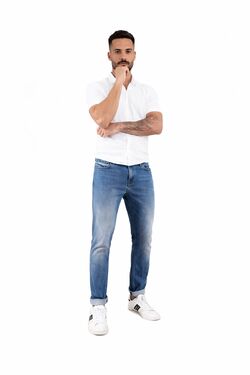 Calça Jeans Masculina Cropped Plus Size Size Azul Claro – Barra Curta – Veste 36 ao 56