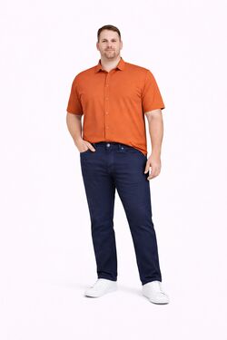 Calça Skinny Plus Size Masculina Sarja Marinho Stretch R Sete Conforto Premium