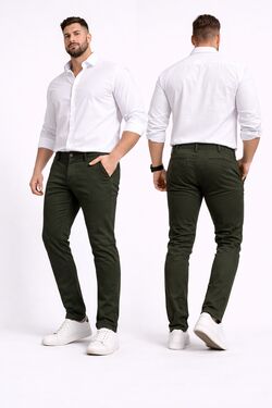 Calça Sport Fino Masculina Sarja Verde R Sete Bolso Faca Ajuste Elegante