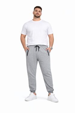 Calça Moletom Plus Size Masculina Mescla Blue Tech com Zíper