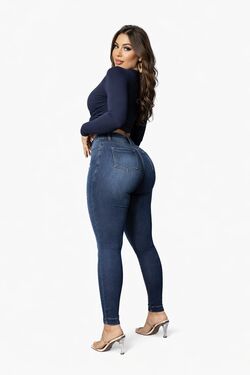 Calça Jeans Cigarrete Feminina Destroyed Bau Baki Cintura Alta com Elastano - 53964