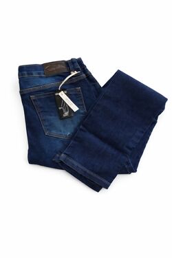 Calça Jeans Cigarrete Plus Size Riluts Azul Cintura Alta Amaciada - 53988