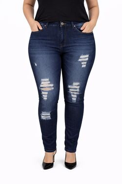 Calça Jeans Skinny Feminina Destroyed Vitriol Índigo com Elastano