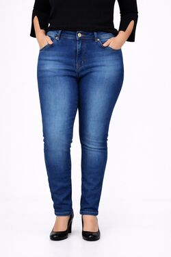 Calça Jeans Skinny Feminina Riluts Azul com Elastano Cintura Média