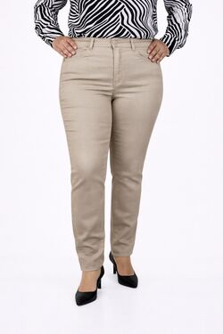 Calça Skinny Feminina em Sarja Bege Muito Mais com Elastano