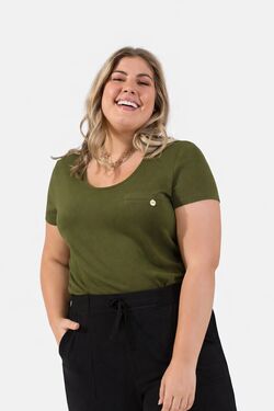 Blusa Básica Feminina Plus Size Off White Rovitex em Viscose com Elastano - 54023