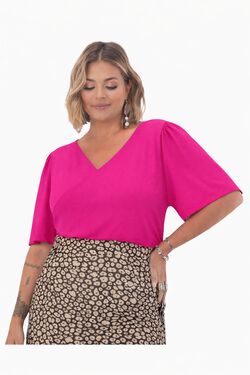 Blusa Plus Size Manga Curta Frente Transpassada Secret - 54026