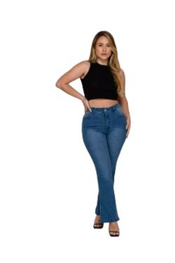 Calça Jeans Flare Petit Feminina Shyros Azul Claro com Elastano