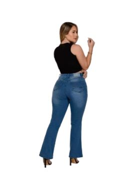 Calça Jeans Flare Petit Feminina Shyros Azul Claro com Elastano - 54051