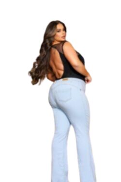 Calça Jeans Flare Plus Size Azul Claro Credencial com Elastano - 54053