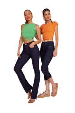 Calça Jeans Bootcut Feminina La Rossi Cintura Média Azul Escuro