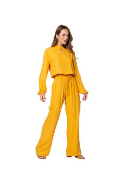 Calça Pantalona Cargo Feminina Endless em Viscose com Cintura Elástica