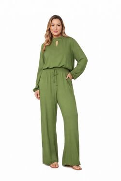 Calça Pantalona Cargo Feminina Endless em Viscose com Cintura Elástica - 54075