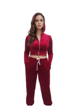 Calça Jogger Feminina em Plush Vermelho FitWell com Cintura Elástica