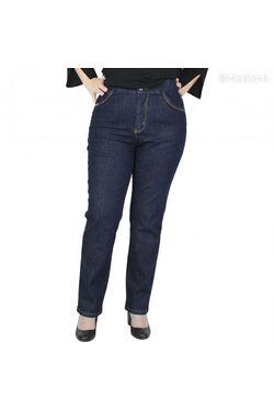 Calça Jeans Feminina Plus Size Reta Cintura Alta Muito Mais com Elastano