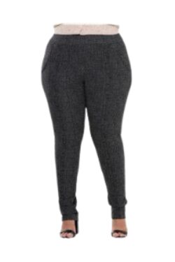 Calça Legging Plus Size Jacquard Jaú Tricot Cintura Elástica