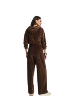 Calça Feminina Wide Leg em Plush Marrom Rovitex Cintura Elástica - 54102