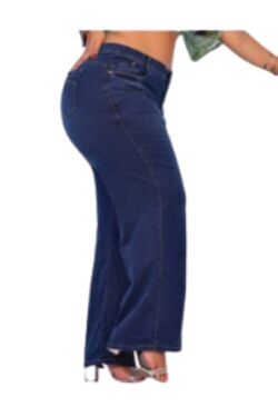 Calça Jeans Wide Leg Plus Size Azul Escuro Credencial com Elastano - 54110