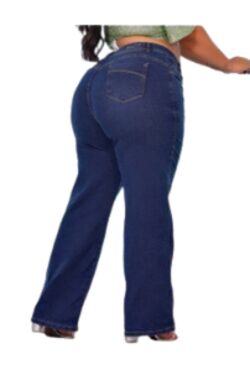 Calça Jeans Wide Leg Plus Size Azul Escuro Credencial com Elastano - 54111
