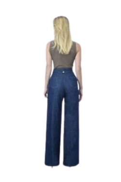 Calça Wide Leg Sport Fino Muito Mais – Jeans Azul – Cintura Alta - 54122