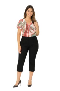 Calça Capri Feminina em Sarja com Elastano Muito Mais – Cintura Intermediária