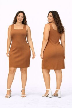 Vestido Feminino Marrom com Elastano Modelagem Ampla Miravest