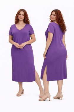 Vestido Midi Plus Size em Malha Viscose com Elastano Secret - 54138