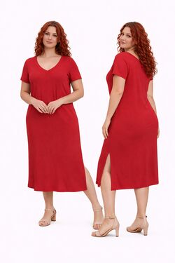 Vestido Midi Plus Size em Malha Viscose com Elastano Secret