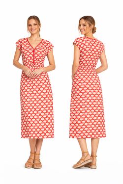 Vestido Midi Feminino Estampado Rovitex em Viscose com Gola V - 54161