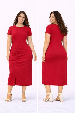 Vestido Midi Feminino Molecotton Rovitex com Fenda Frontal - 54164