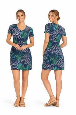 Vestido Plus Size Feminino Estampado Liganete Manga Curta Secret Confortável