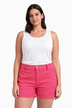 Short Alfaiataria Feminino Meia Coxa Pink Six One com Elastano