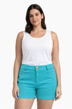 Short Alfaiataria Feminino Meia Coxa Verde Six One com Elastano